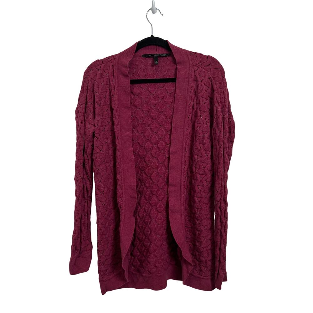 PACT Organic Cotton Crochet Knit Cardigan Sweater Women's Size Medium